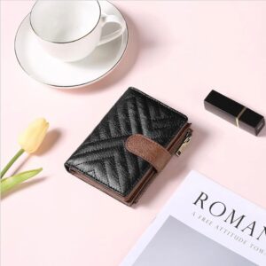 Alternative view of RFID Damen Geldbörse – Kompakte Geldbörse mit Kartenfächern, Münzfach & Ausweisfenster | Elegantes Portemonnaie in Schwarz/Braun