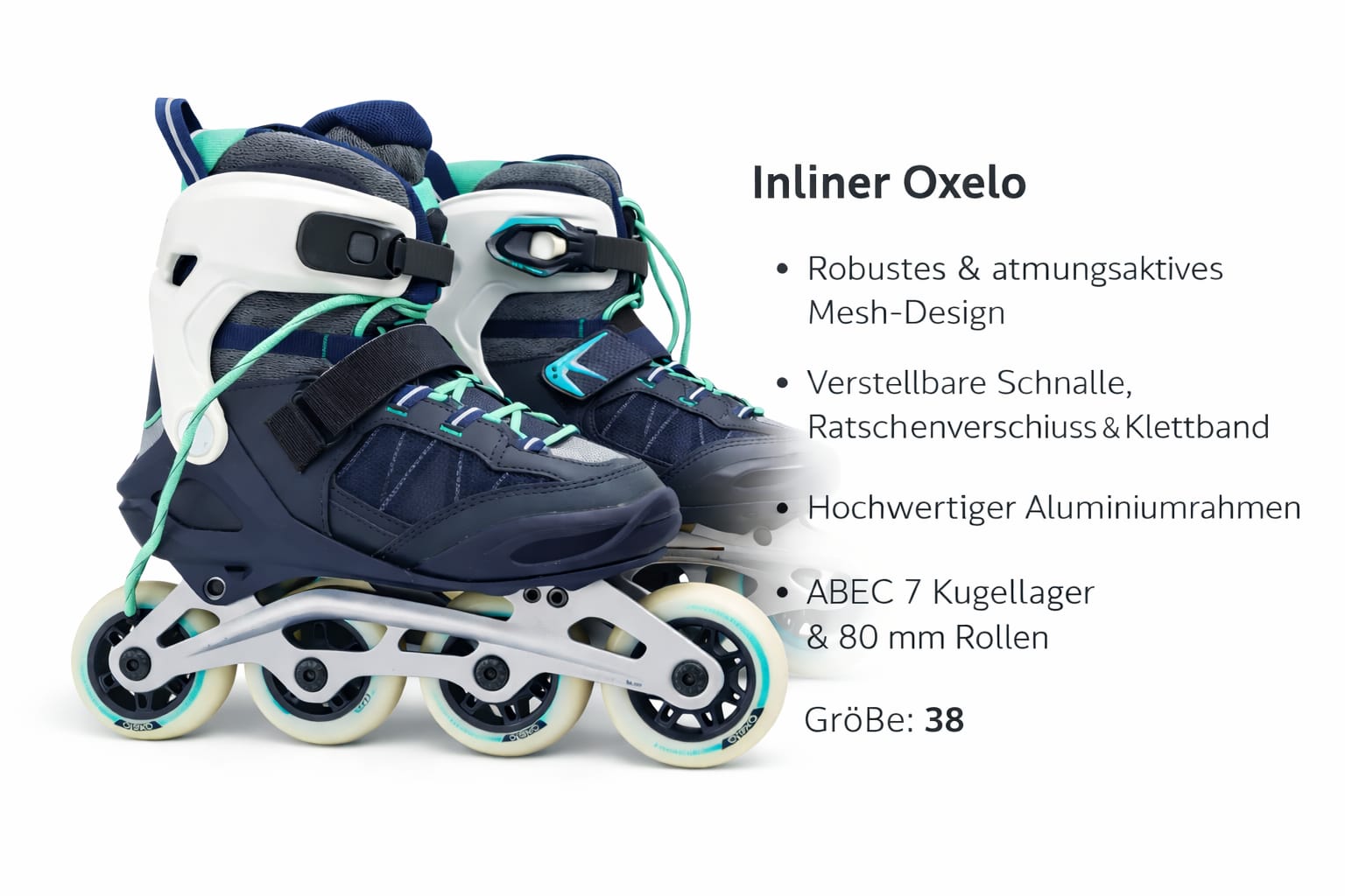 OXELO Inline Skates – Spüre die Freiheit auf jeder Strecke!(leicht Gebraucht) – Bild 2