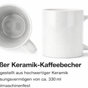Alternative view of Klassischer Keramik-Kaffeebecher Weiß – 330 ml | Zeitloses Design | Spülmaschinengeeignet