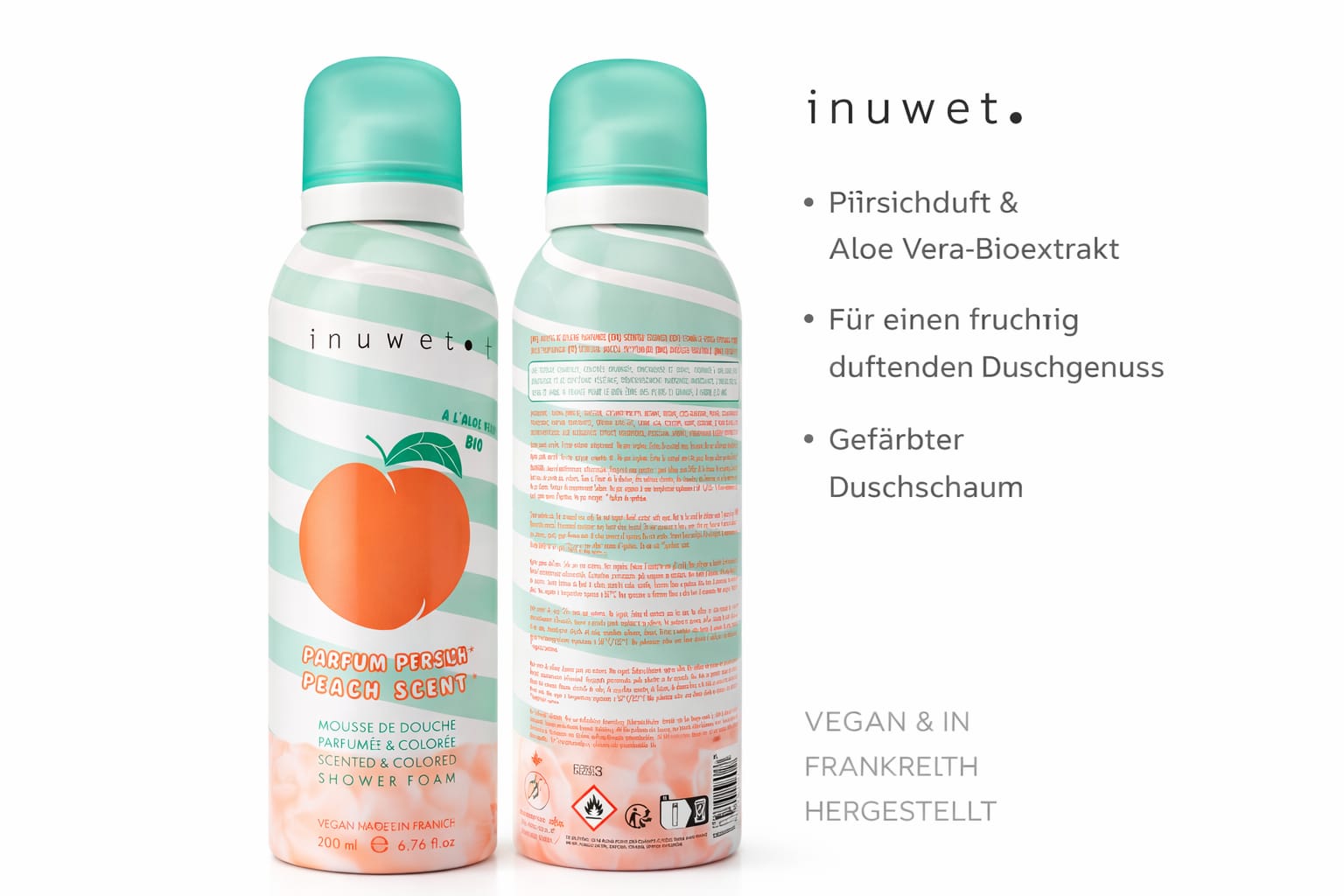 INUWET Duschschaum Pfirsich 200 ml – Fruchtige Frische für Ihre tägliche Wohlfühlroutine