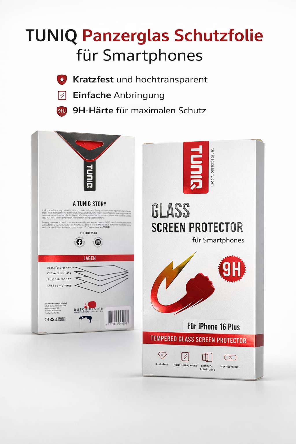 Glass Screen Protector 9H für iPhone 16 Plus – 10er Pack Premium Displayschutz