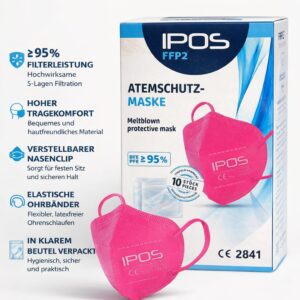 Atemschutz-Faltmaske von IPOS FFP 2 -Pink