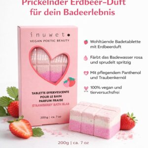 INUWET Badetablette Erdbeere 200 g – Verwandle dein Bad in ein sprudelndes Wellness-Erlebnis