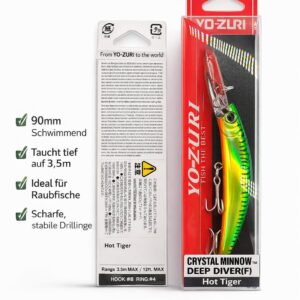 YO-ZURI Crystal Minnow Deep Diver (F) – Hot Tiger