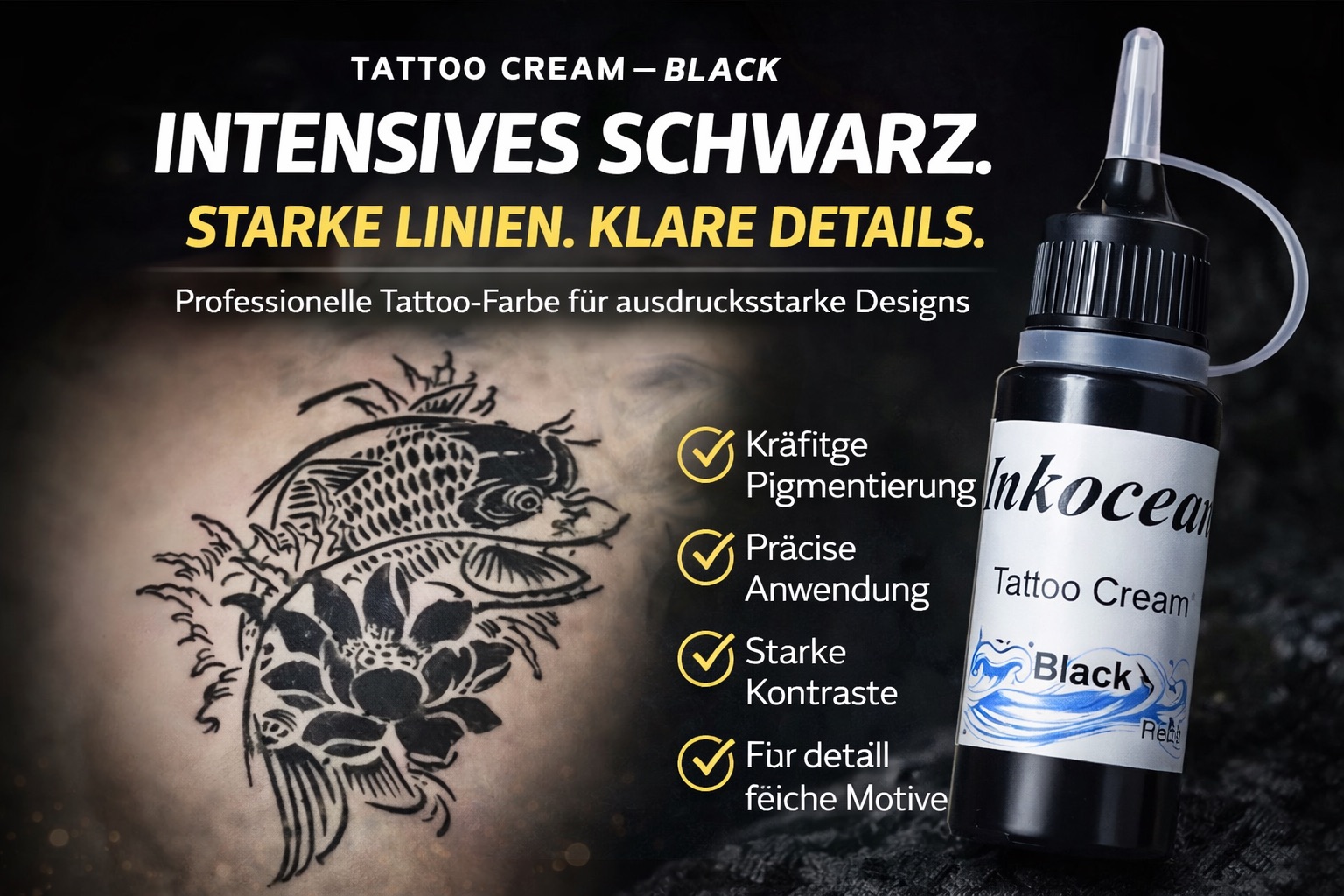 Temporäre Tattoo Ink 10 ml – Tattoo Paste Schwarz