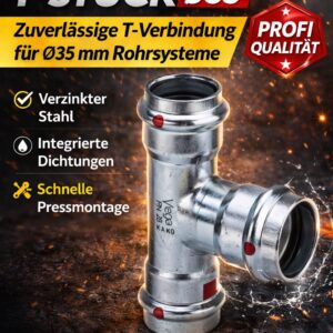 Viega Prestabo 1118 T-Stück 35 mm ,Stahl unlegiert, verzinkt 558659