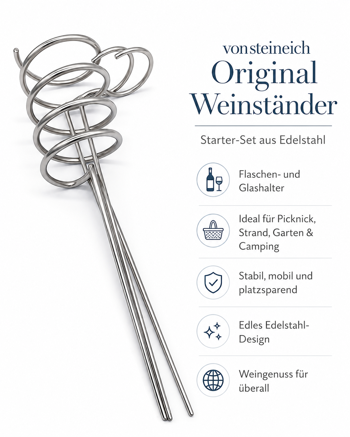 VON STEINEICH Original Weinständer Starter-Set aus Edelstahl