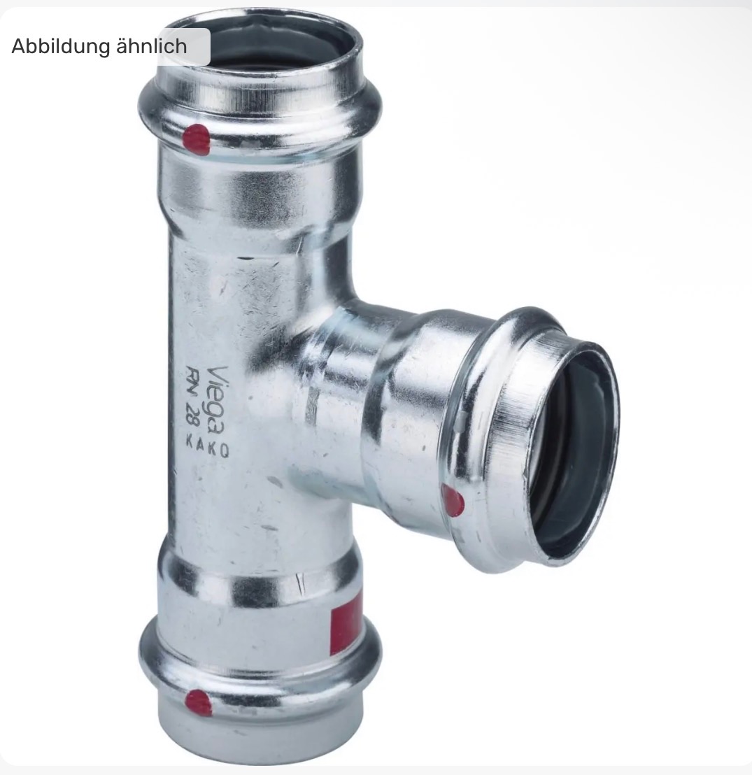 Viega Prestabo 1118 T-Stück 35 mm ,Stahl unlegiert, verzinkt 558659 - Image 3