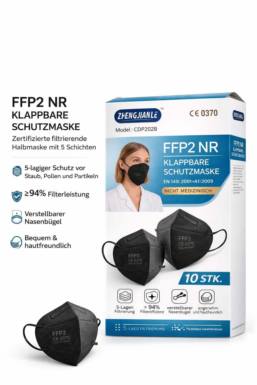 FFP2 Schutzmaske ZFGNG JIANLE 10er Pack