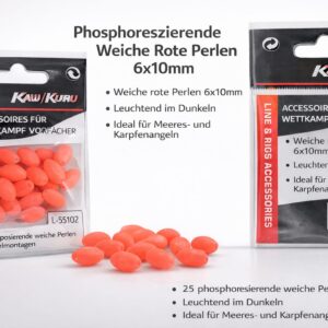 KAW/KURU Gummiperlen / Lockperlen – Rot, leuchtend, 6×10 mm