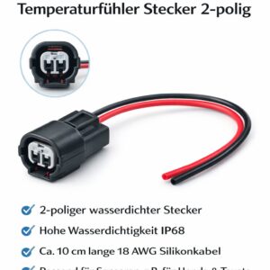 Yocikca Wasserdichter 2-poliger Temperaturfühler-Stecker