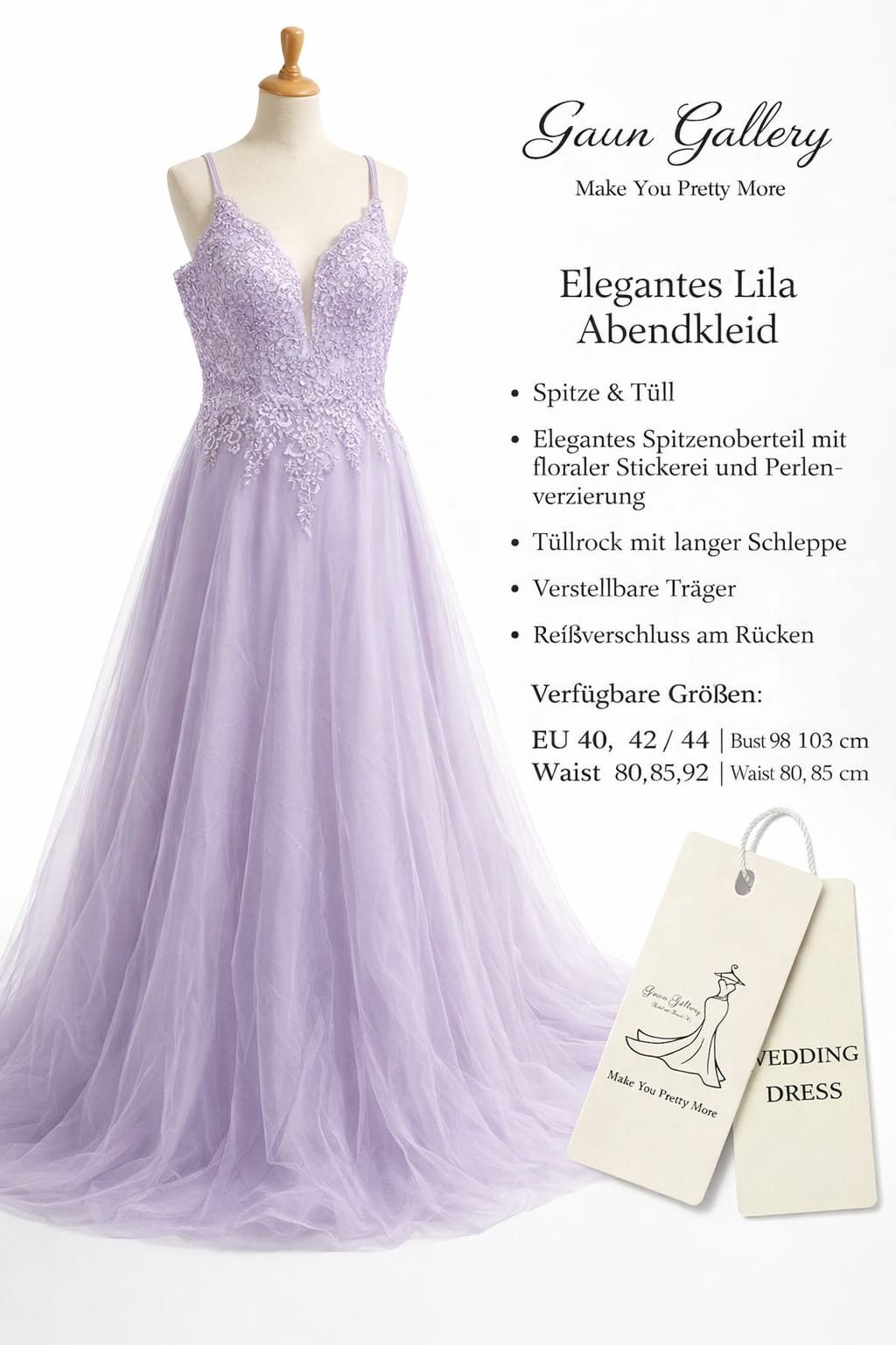 Elegantes lila Abendkleid – Spitze & Tüll