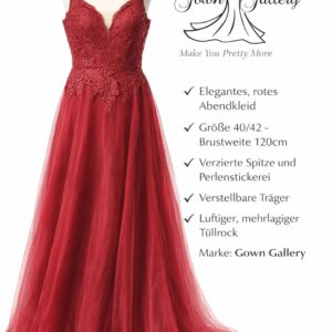 Gown Gallery Abendkleid Rot – Größe 40/42