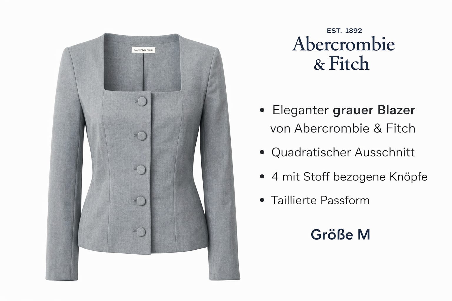Abercrombie & Fitch Damen Blazer – Grau, Größe M