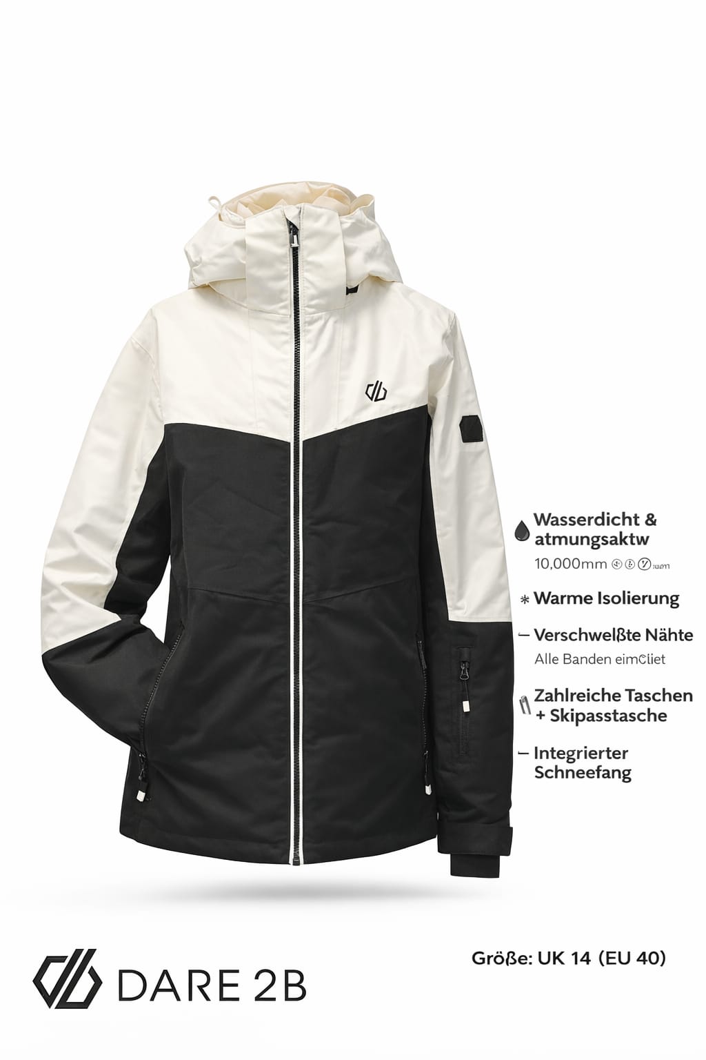 Dare2B Damen Skijacke / Outdoor-Funktionsjacke – Größe UK 14 / EU 40