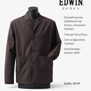 EDWIN Herren Sakkhemd / Hemdjacke – Dunkelbraun, Größe M