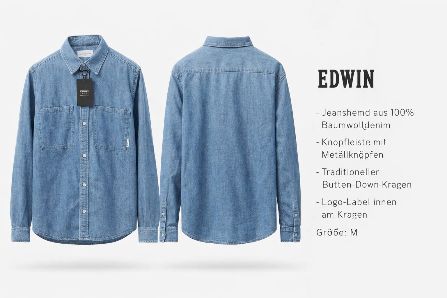 EDWIN Jeanshemd – Blau, Größe M