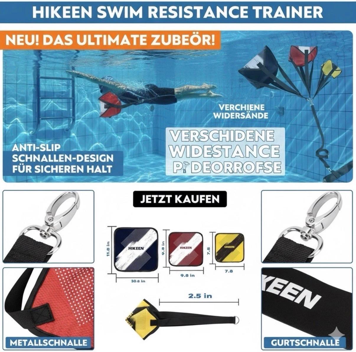 Hikeen Schwimm-Trainingsgürtel, stationäres Schwimmen, Wasserwiderstandsgürtel