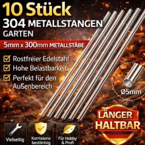 10er Set Edelstahlstangen (V2A / 304)
