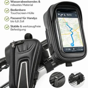 VELMIA Fahrrad-Oberrohrtasche mit Handyfach