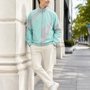 EDWIN leichte Windjacke – Mintgrün/Hellgrau, Größe M