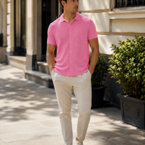 EDWIN Luis Buttoned Polo – Pink, Größe M