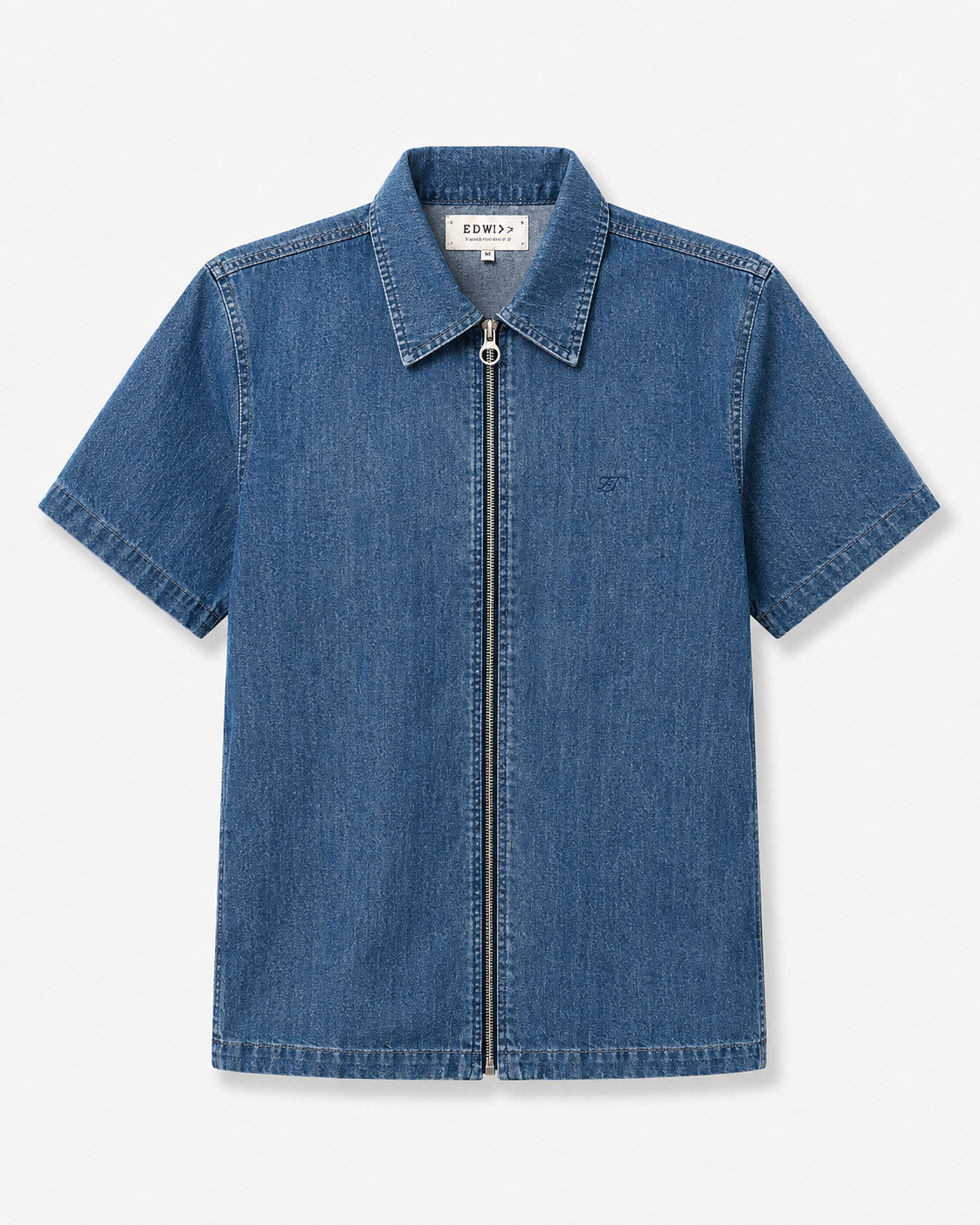 EDWIN Kurzarm-Denim-Hemd mit Reißverschluss – Größe M - Image 4
