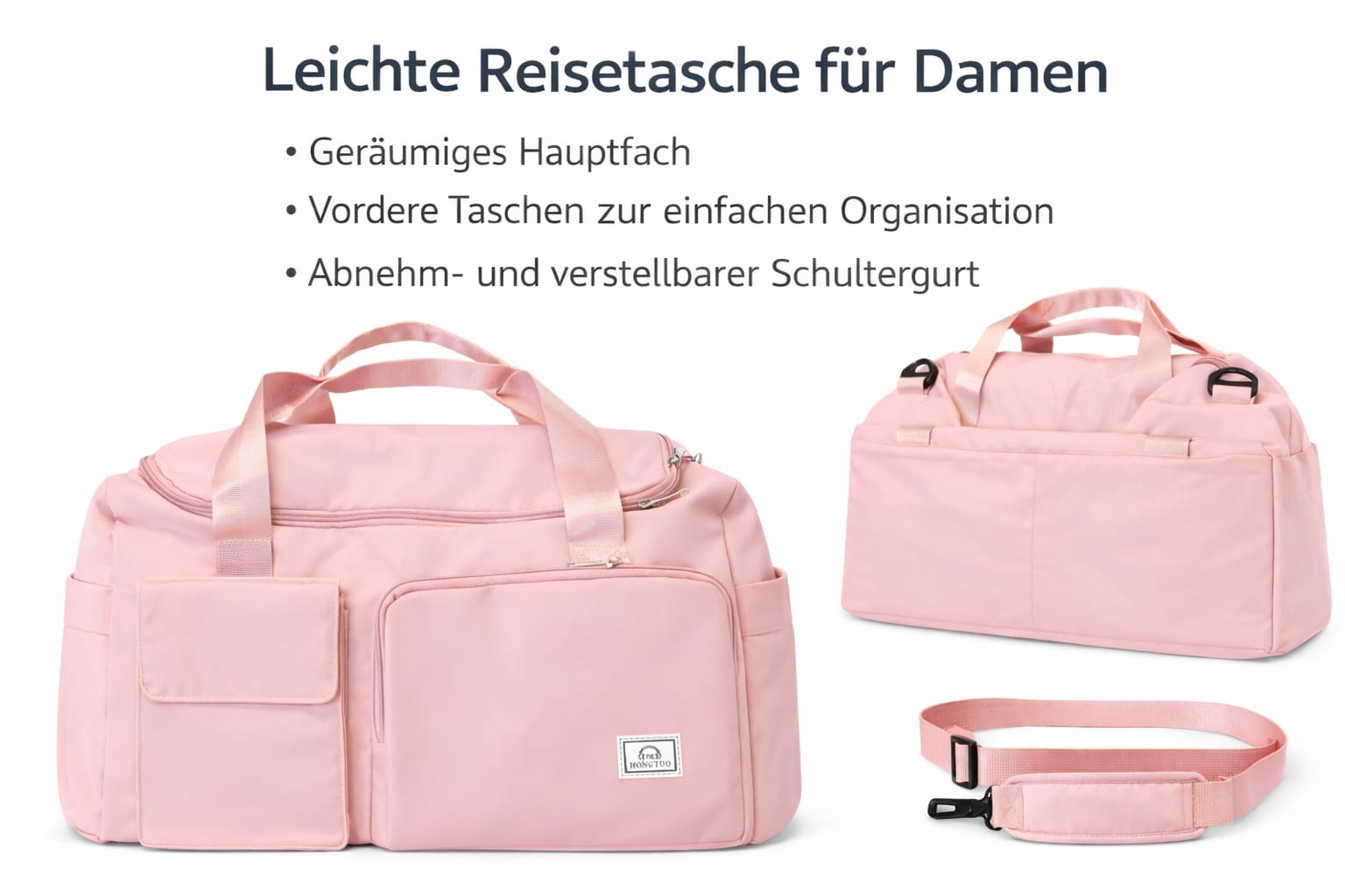 Leichte Reisetasche für Damen – Rosa – Bild 5