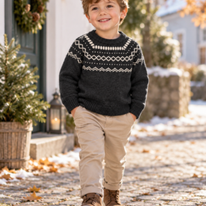 LC Waikiki Kinder Strickpullover – Norwegermuster, Größe 3/4 Jahre