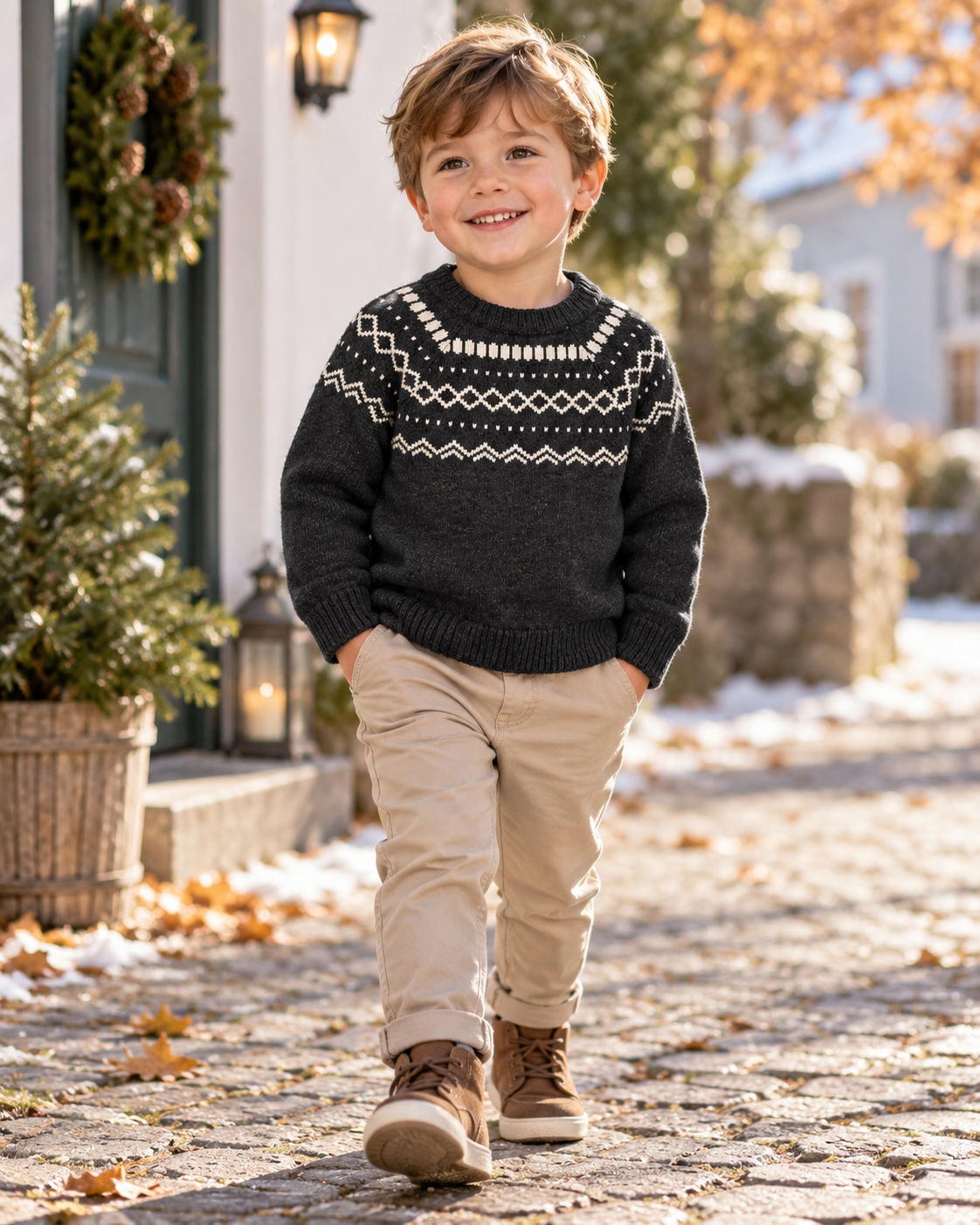 LC Waikiki Kinder Strickpullover – Norwegermuster, Größe 3/4 Jahre
