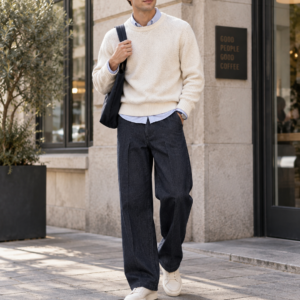 EDWIN Wide Denim Hose – Blue Denim, W27 / L32